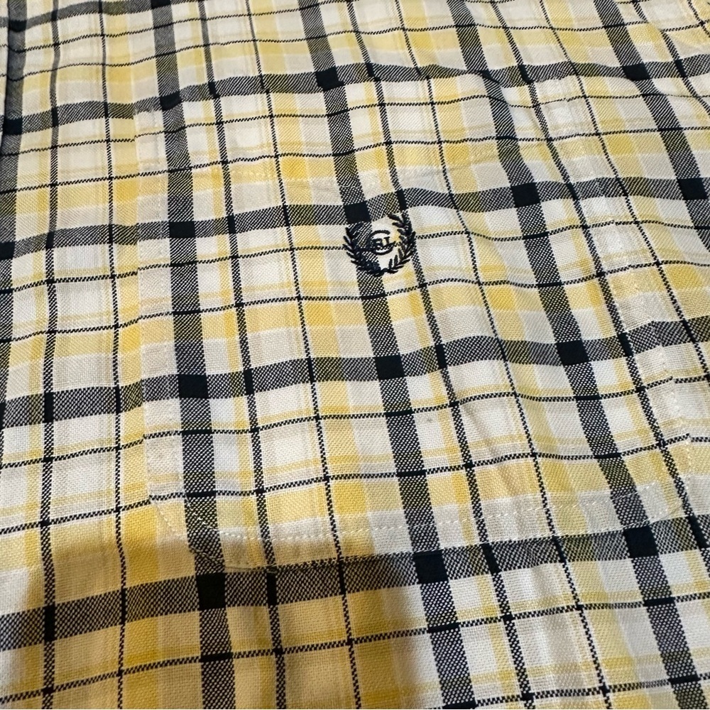 CHAPS RALPH LAUREN XXL Yelliw Navy Plaid Woven Camp Shirt Button Down R $55 - Picture 9 of 12